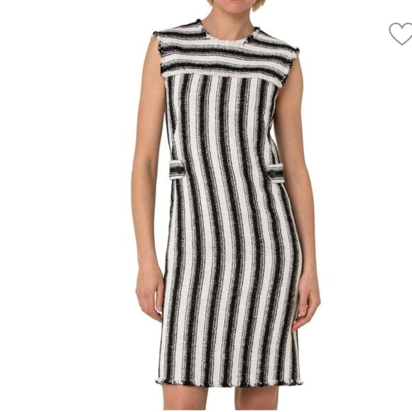 AKRIS PUNTO Button-Embellished Tweed Mini Dress Woman’s size 8 Black and White - Picture 3 of 10